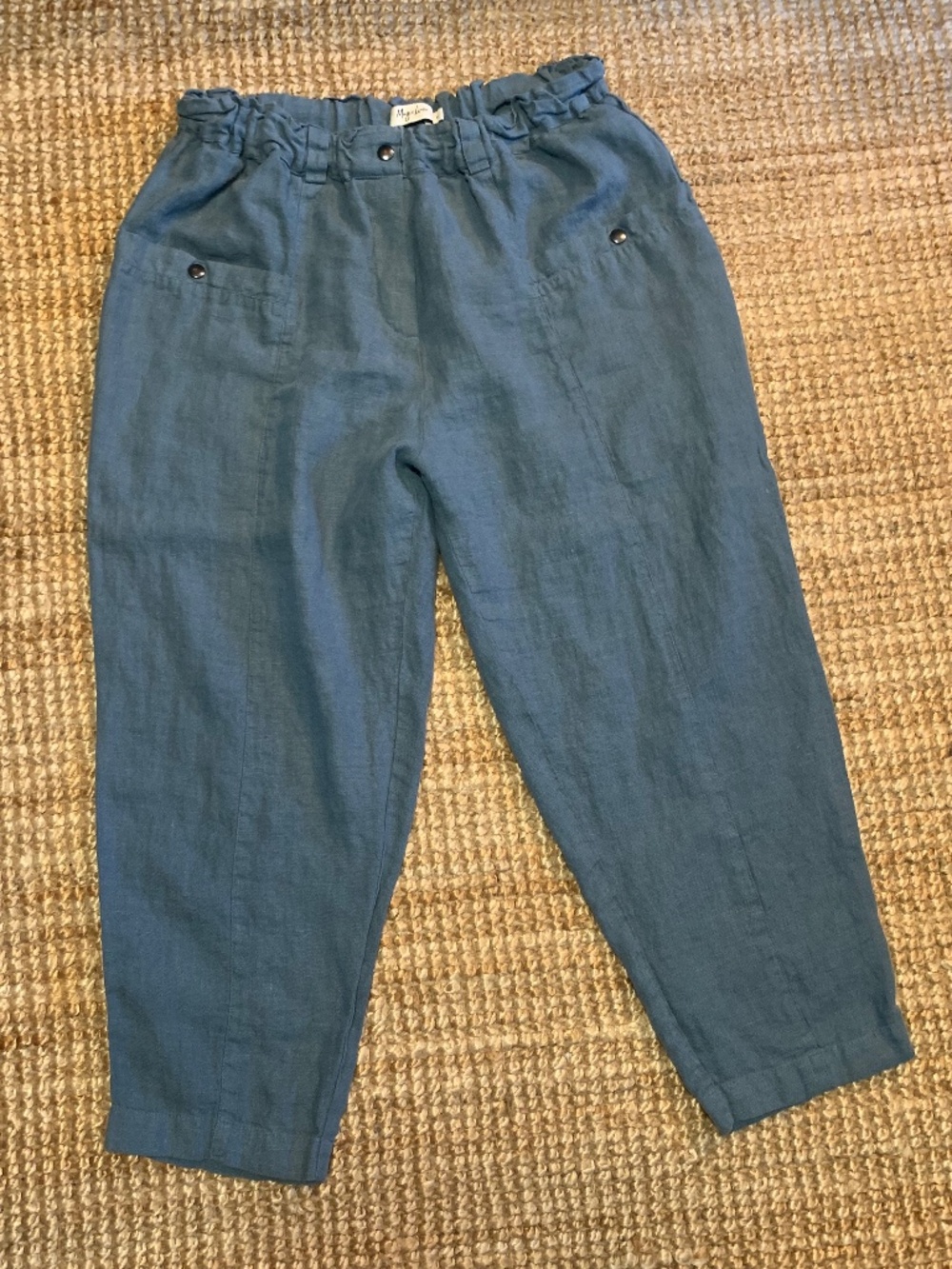 Magic Linen - Size XL - Pull On Tapered Leg Pant - Blue